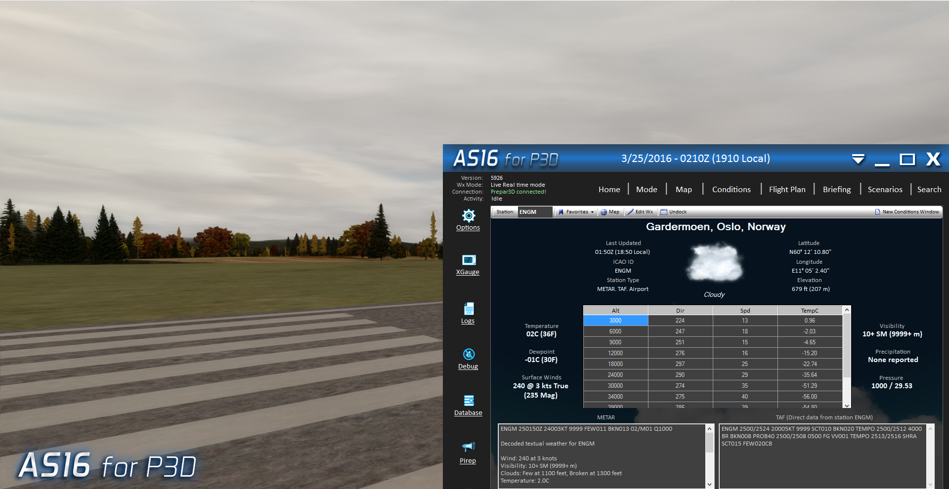 active sky 16 settings